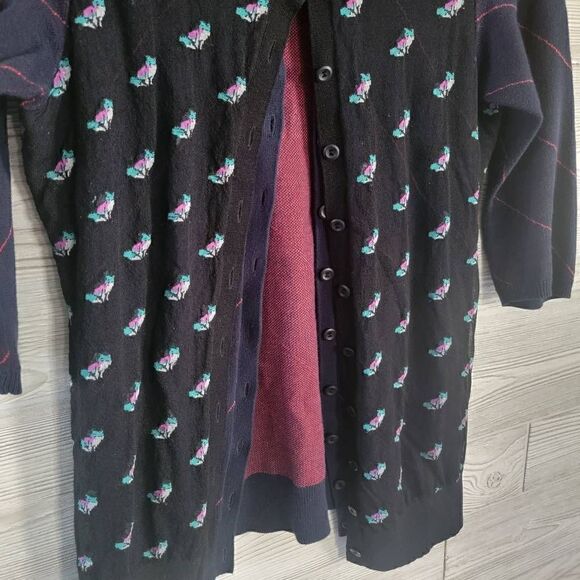 Moth Anthropologie Double Layer Cardigan Women's SZ S Fox Sweater - Picture 4 of 6